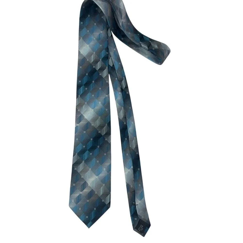 Vtg 80s Pierre Cardin Tie Geometric Diamond 100%‎ Silk Business Formal Modern
